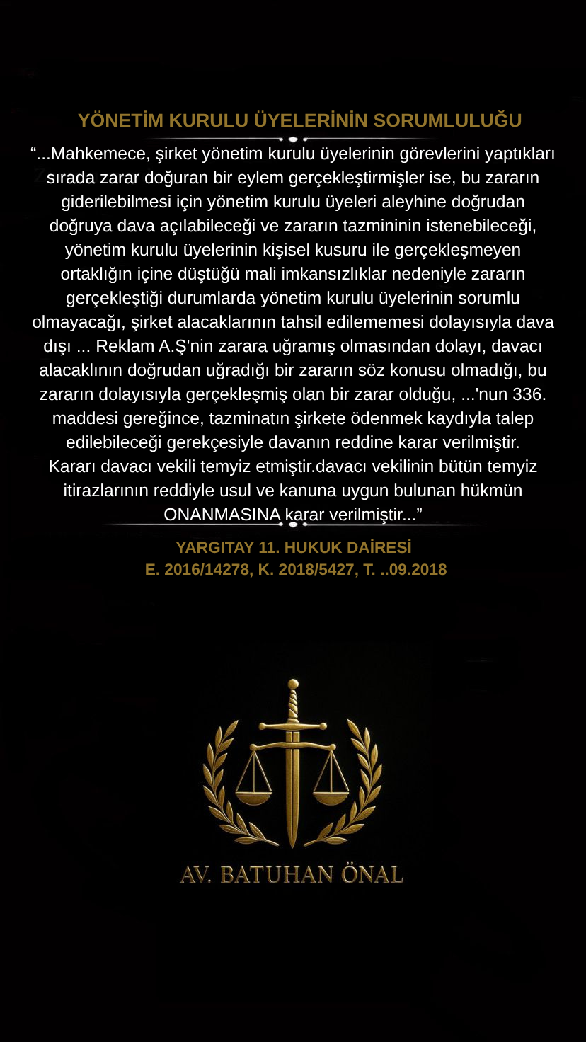Yönetim Kurulu Üyelerinin Sorumluluğu